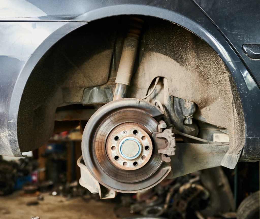 Close-up of a vehicle brake assembly, representing the brake problems lemon law attorneys review in Brake System Defect Claims.